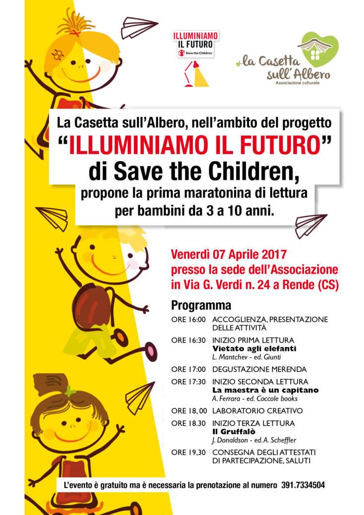 La Casetta sull'Albero, oggi la 'maratonina' di lettura "Illuminiamo il futuro" di Save The Children 54 locandina-savethechildren