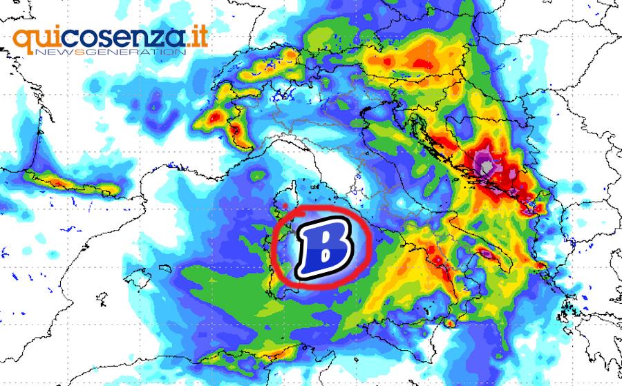 Meteo Cosenza, weekend di sole. Da lunedì svolta autunnale: piogge e forte maltempo 53 Mappa piogge
