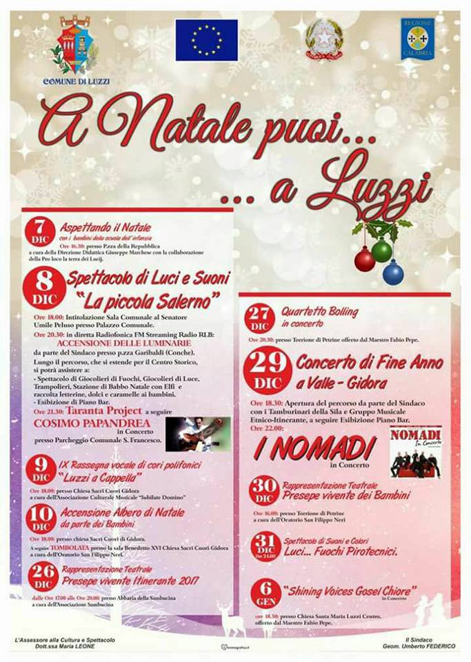 Natale ricco di eventi a Luzzi, atteso il concerto dei Nomadi (PROGRAMMA) 54 NATALE LUZZI
