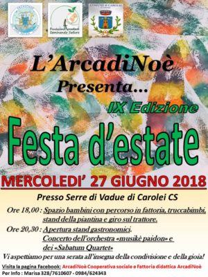 La comunità dell’Arcadinoè apre a tutti le porte per la IX Festa d'estate 54 Locandina FESTA DESTATE Arcadinoe