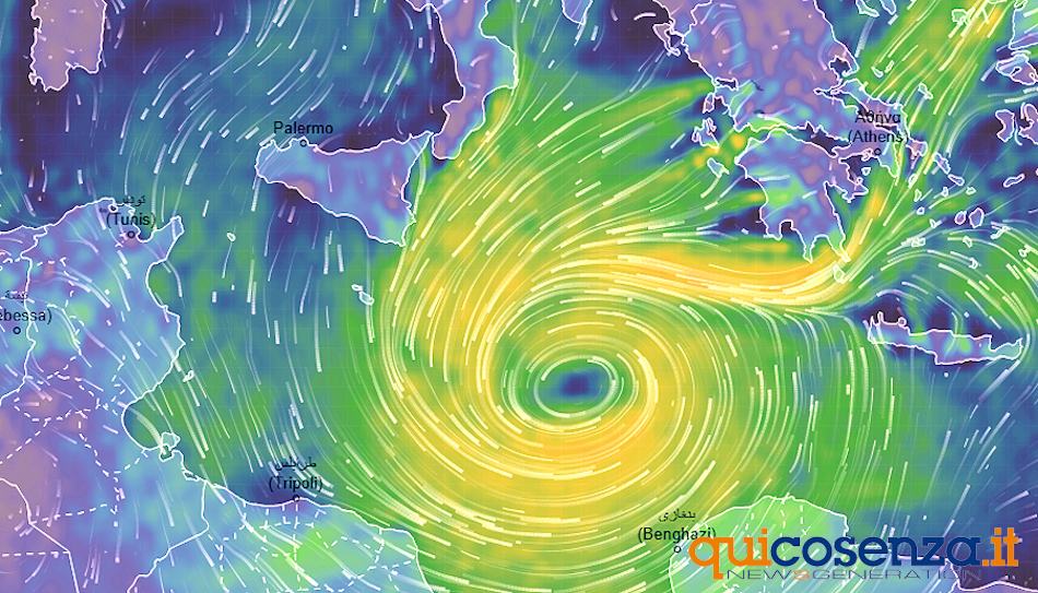 Violento ciclone mediterraneo sullo Ionio con venti a 160 Km/h. Ma la Calabria sarà solo lambita 56 Medicane2