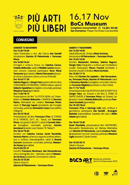 Locandina Dibattiti BoCs Art Museum 16 e 17 Nov 2018