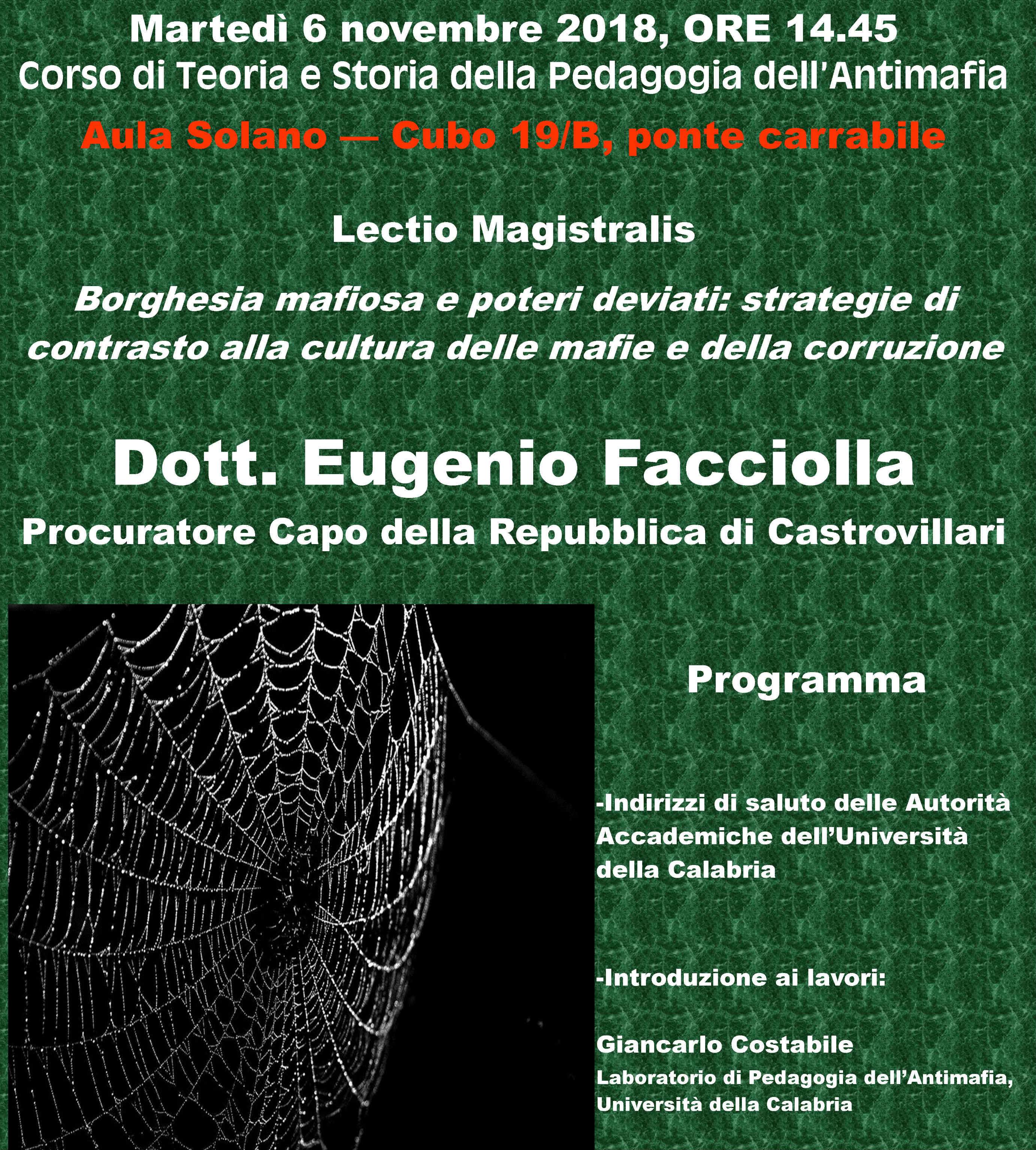 Borghesia mafiosa e poteri deviati, lectio magistralis con il procuratore Facciolla 54 Locandina lectio facciolla