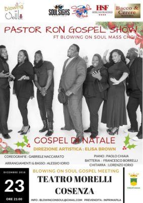 Cosenza, domani 'Pastor Ron Gospel Show & Blowing on Soul Mass Choir' 54 47683548 1169091866565370 7101388000533151744 n