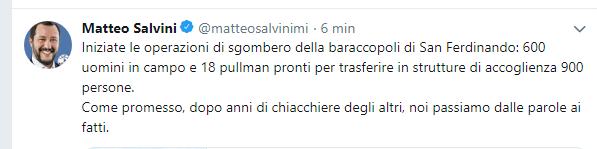 tweet salvini baraccopoli