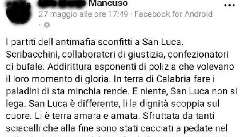 San Luca, figlio del "boss Mancuso" insulta su Facebook Gratteri, Davi e Brugnano 55 post mancuso san luca