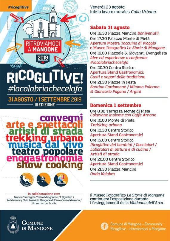 Al via la terza edizione di “Ricoglitive - Ritroviamoci a Mangone” - AUDIO 53 locandina ricoglitive