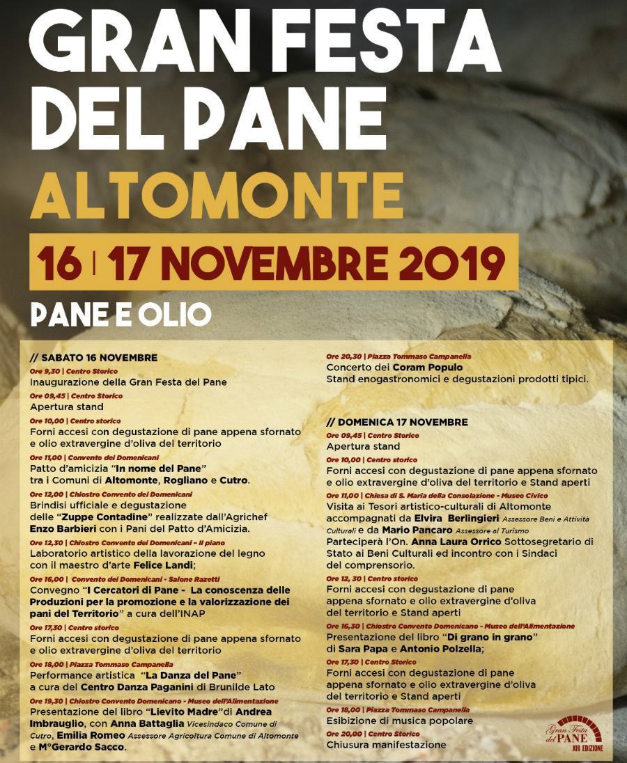 Altomonte, pane e olio protagonisti della 13^ edizione della "Gran Festa del Pane" 57 Locandina Gran festa del pane 2019