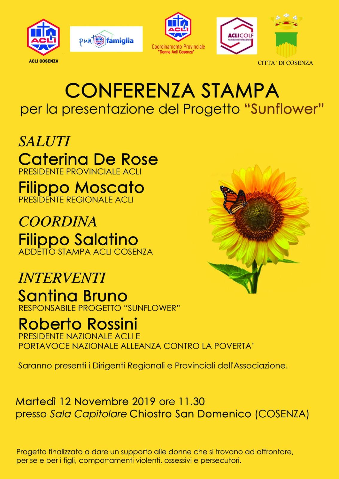 invito Martedì 12 Nov Sunflower