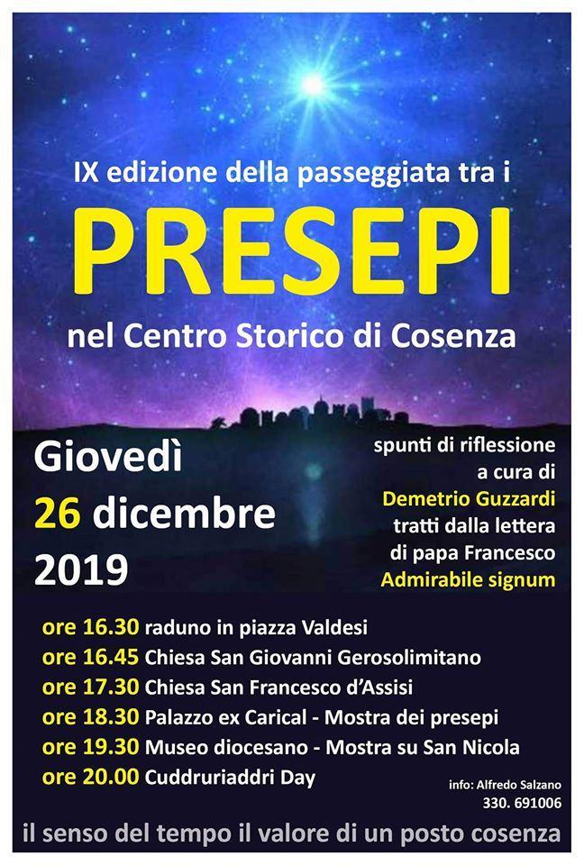 A spasso nelle vie del centro storico per ammirare i Presepi di Cosenza 54 presepi 2019