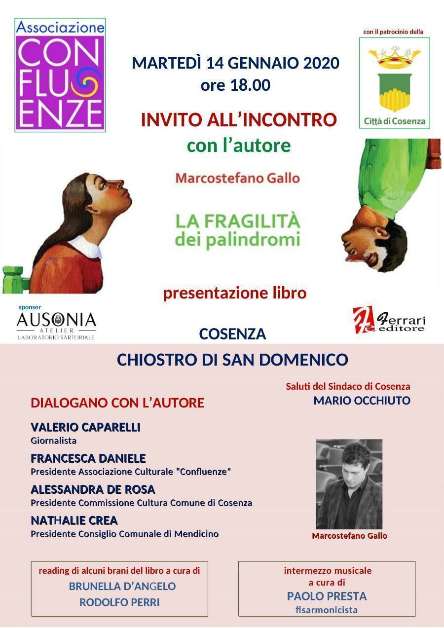 invito LA FRAGILITÀ DEI PALINDROMI 14 gennaio 2020 1