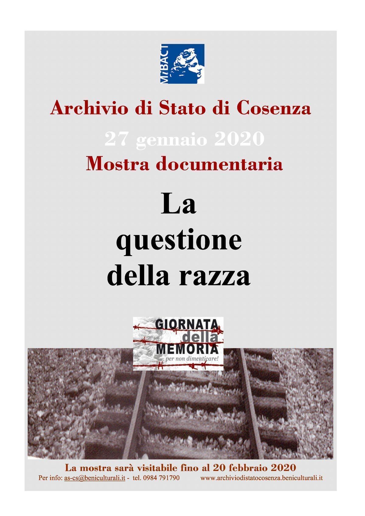 "La questione della razza", mostra documentaria all'Archivio di Stato 54 loc2 memoria 2020
