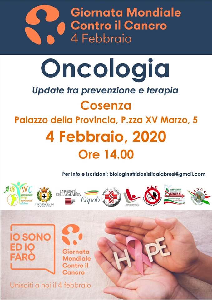 Prevenzione al cancro, a Cosenza il convegno dei biologi nutrizionisti 54 manifesto word cancer day n