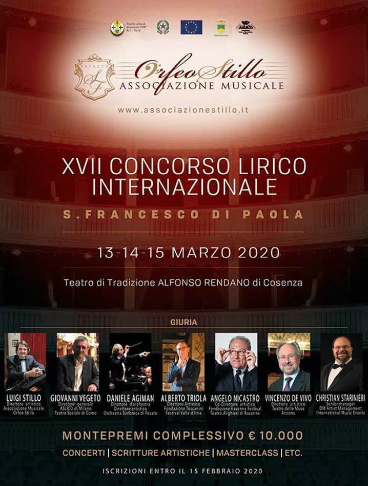 Talenti della lirica cercasi, per il XVII Concorso internazionale "S. Francesco di Paola" 54 orfeo stillo