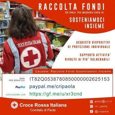'Sosteniamoci Insieme', raccolta fondi della Croce Rossa Italiana-Comitato di Paola 54 90929789 2522130301336173 2226797490500272128 n