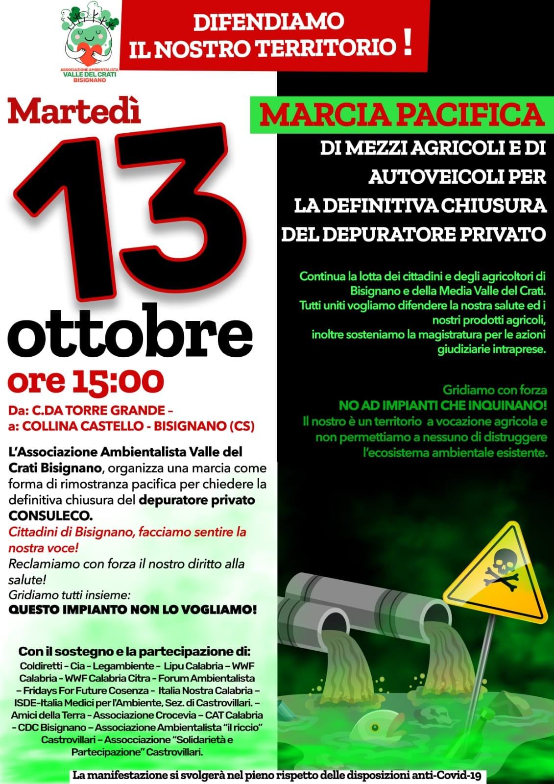 Consuleco, domani a Bisignano una marcia per chiedere la chiusura dell'impianto 54 Locandina evento
