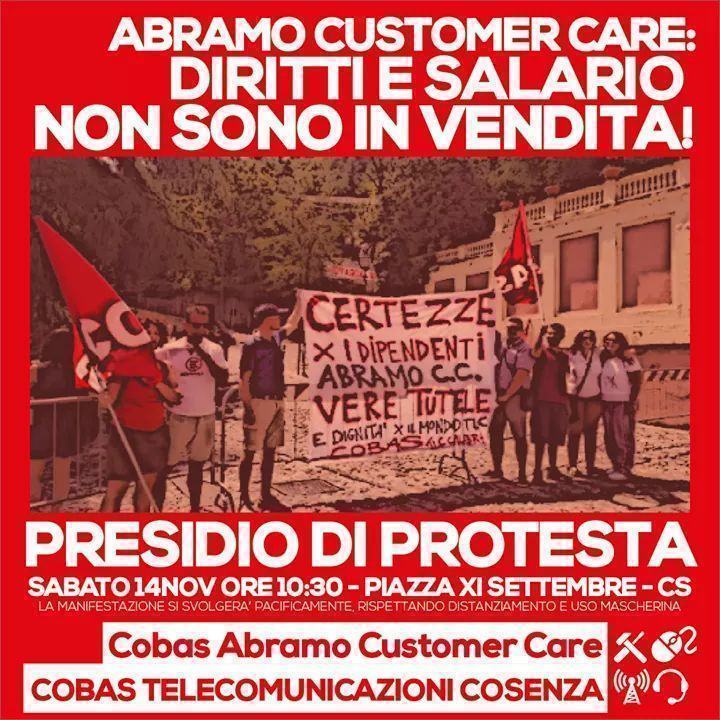 Abramo Customer Care, sit in domani a Cosenza: "diritti non sono in vendita" 54 Protesta abramo customer care cosenza