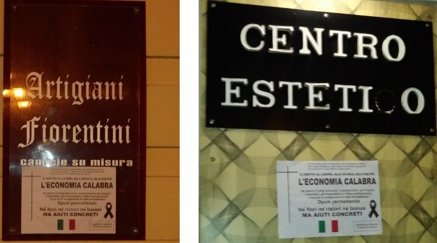 Calabria zona rossa, sulle serrande 'manifesti funebri' per la morte dell'economia 56 manifesto funebre protesta zona rossa morte calabria economia 03
