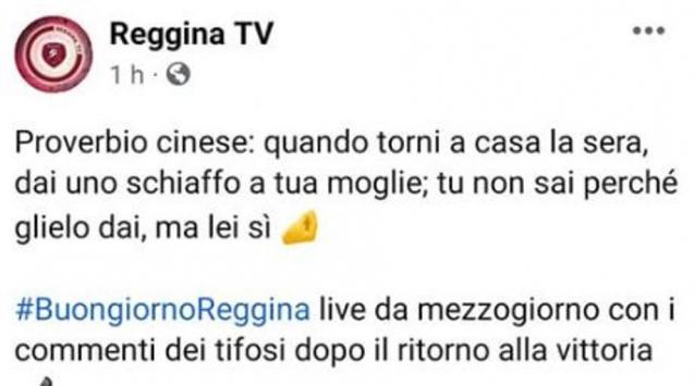 "Dai uno schiaffo a tua moglie, lei sa perché". Post shock sui social, scoppia la polemica 52 proverbio cinese reggina
