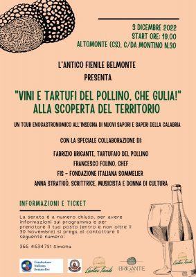 Altomonte, Vini e tartufi del Pollino, che gulìa! Alla scoperta del territorio 52 LOCANDINA EVENTO3 DIC