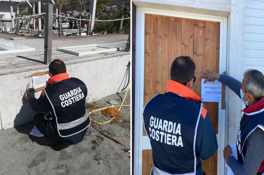 Amantea guardia costiera sequestro manufatti abusivi spiaggia