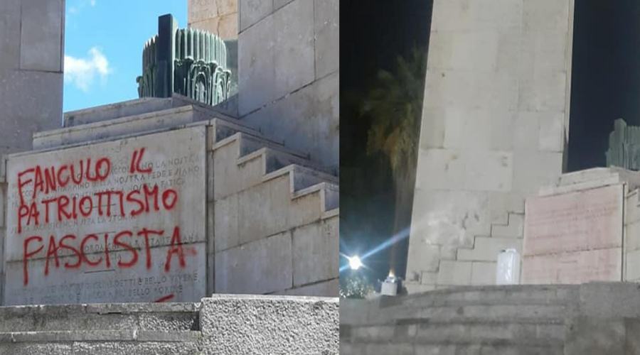 Cosenza, militanti di CasaPound ripuliscono il monumento ai caduti vandalizzato a luglio 51 Casapund monumento
