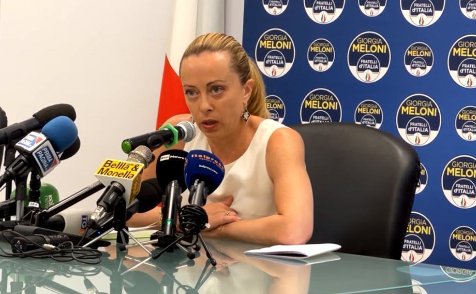 Giorgia Meloni conferenza stampa a Roma