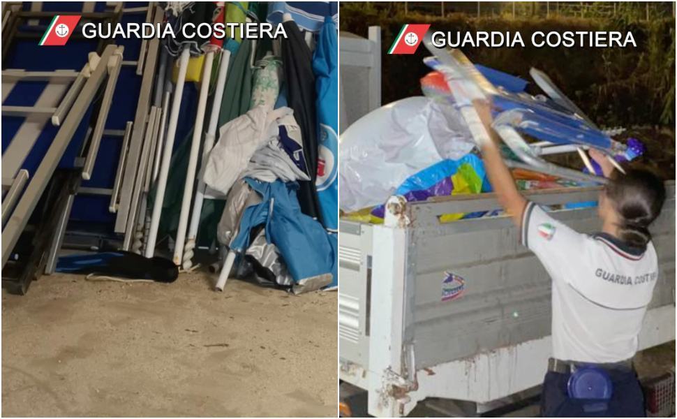 Anche lungo la "costa degli Dei" sequestrati ombrelloni e sdraio lasciati in spiaggia 51 Guardia costiera 27