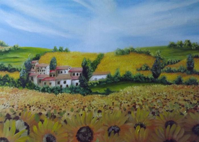 Il Campo di Clizia olio su tela