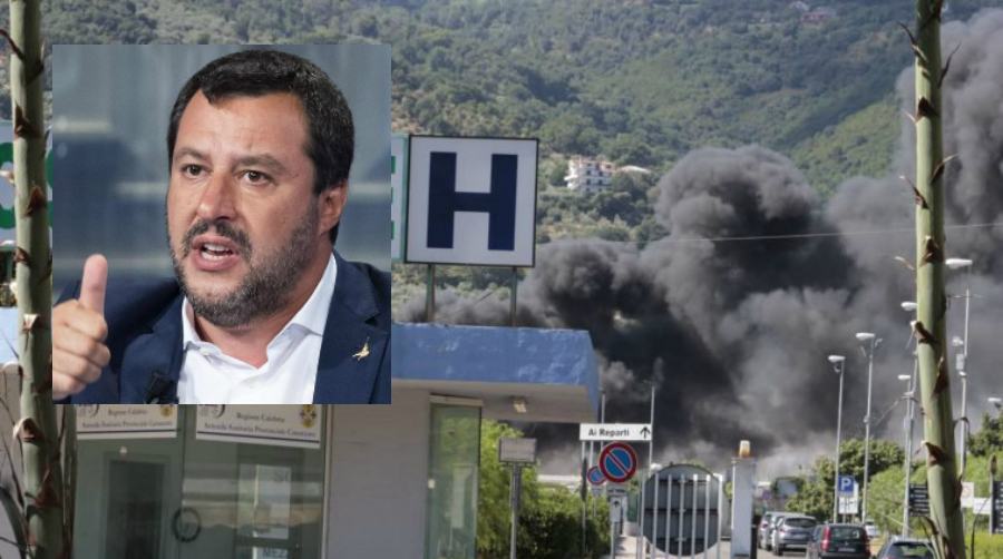 Incendio scordovillo Lamezia salvini