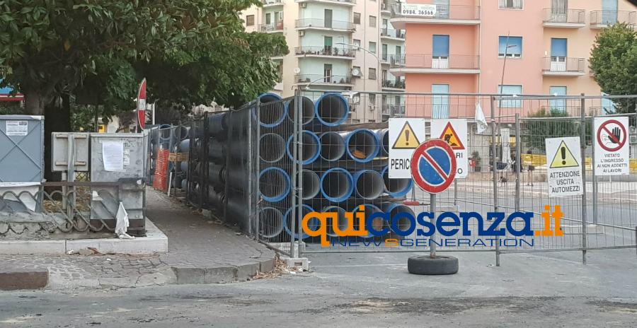 Lavori piazza loreto Cosenza rete idrica 1