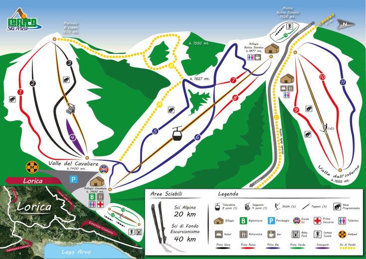 Lorica: guarda la mappa con tutte le nuove piste per lo sci alpino e di fondo 55 Lorica mappa piste