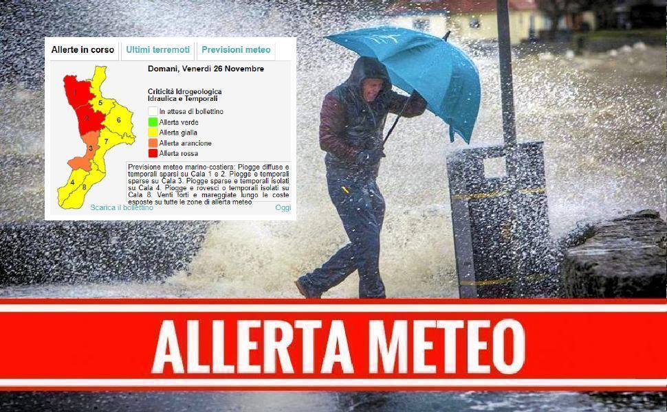 Maltempo, scatta l'allerta rossa nel cosentino. Scuole chiuse domani a Cosenza e Rende 51 Maltempo allerta meteo cosentino 26 novembre