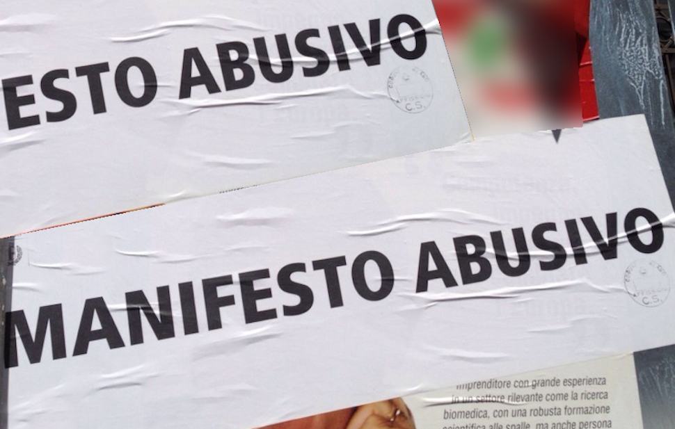 Rende, affissioni selvagge e abusive. Il Sindaco ai candidati "rispettate le norme" 51 Manifesti Abusivi Rende