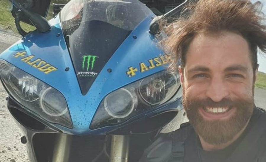 Manuel Cesta con la sua moto