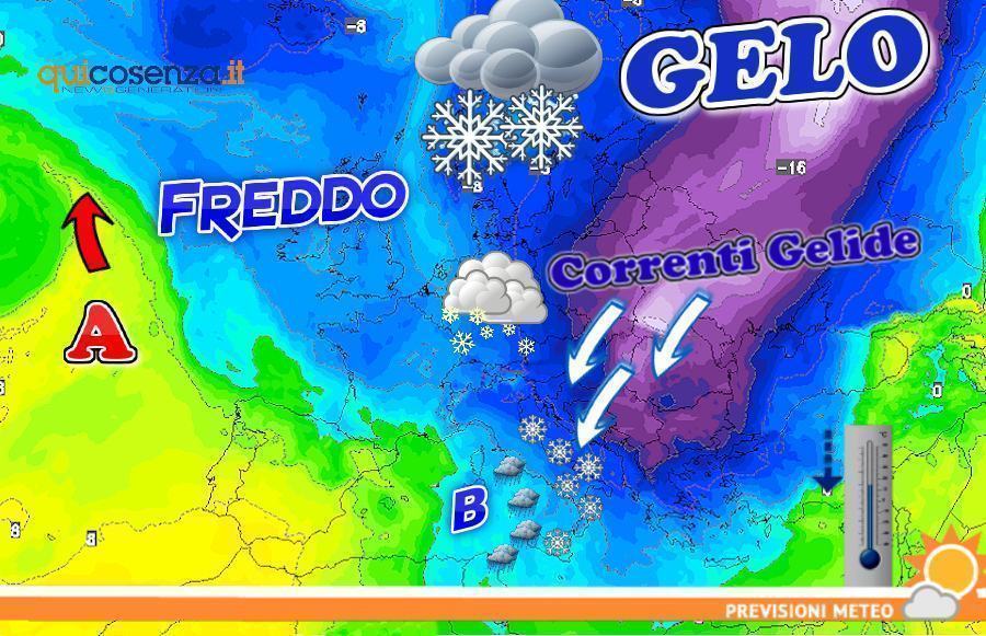 Ondata di aria gelida dalla Russia anche in Calabria. Freddo e neve a bassa quota 51 Meteo Cosenza 17 18 ok