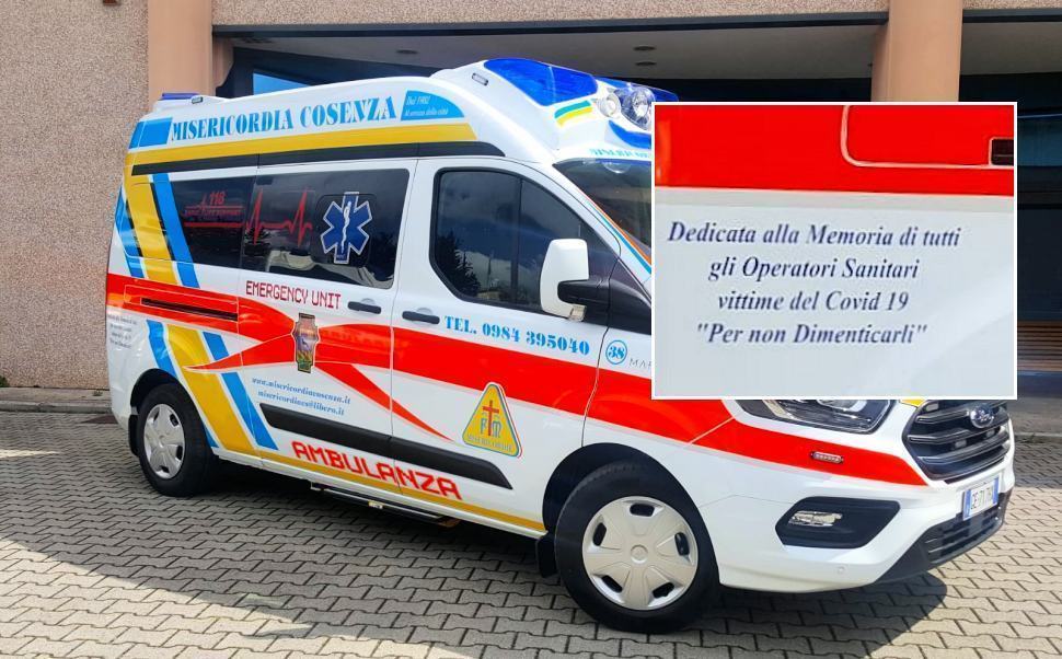 Nuova ambulanza alla Misericordia di Cosenza. Dedicata ai sanitari vittime del covid 51 Misericordia cosenza ambulanza con dedica