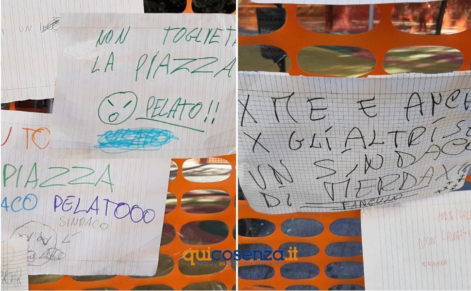 Lavori via Roma, spuntano scritte offensive contro il sindaco Caruso. Solidarietà dei capigruppo 51 Piazza offese Sindaco1