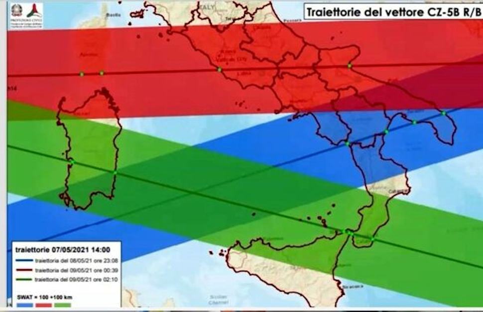 Razzo cinese traiettoria