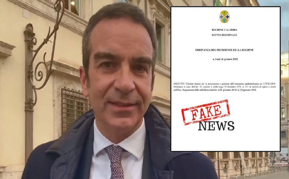 "Scuole chiuse dal 24 al 29 gennaio in Calabria". Ma è una fake news 51 Roberto Occhiuto 2 12