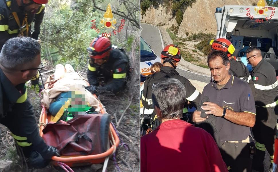 Finisce in un dirupo di oltre quaranta metri, salvato dai vigili del fuoco 51 San sostene anziano vigili fuoco