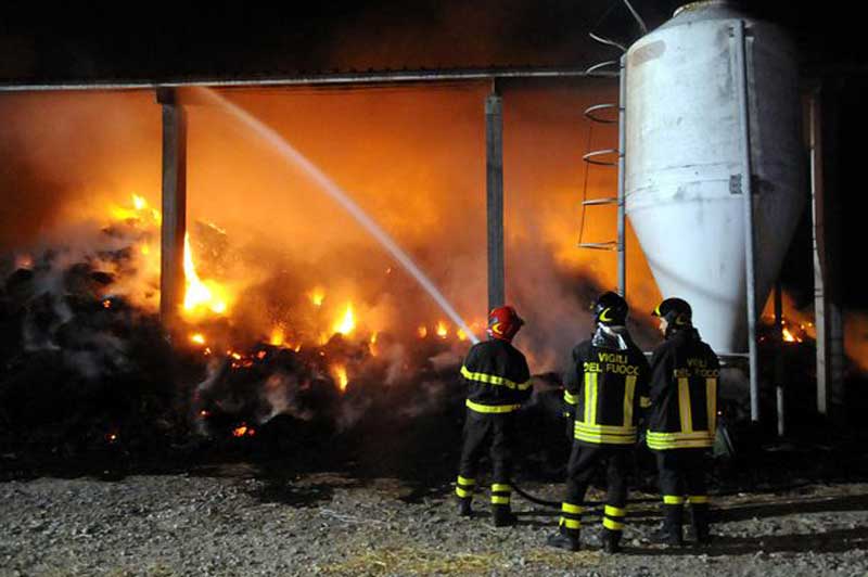Vigili del fuoco fiamme azienda agricola