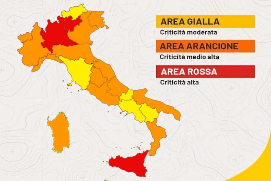 Zona gialla rossa italia