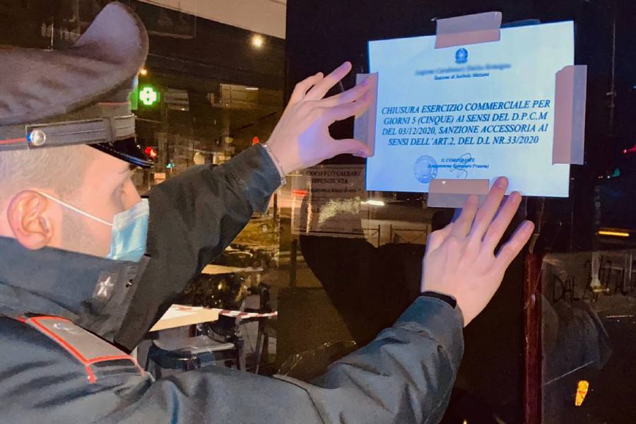 In 5 in un bar di Rende, multati clienti e titolare 80 carabinieri chiusura bar