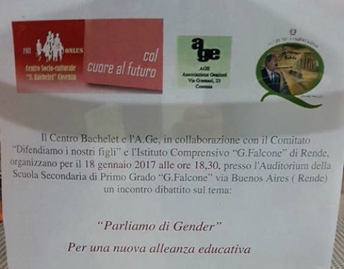 Omosessualità: a Rende allarmismo e psicosi collettiva lanciati dalla preside della Falcone 56 convegnoFalcone