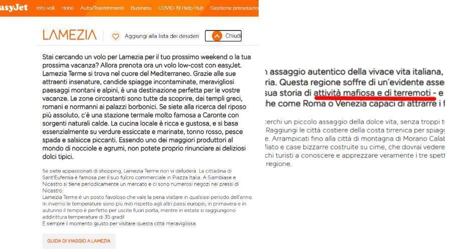 easyjet nuovo testo