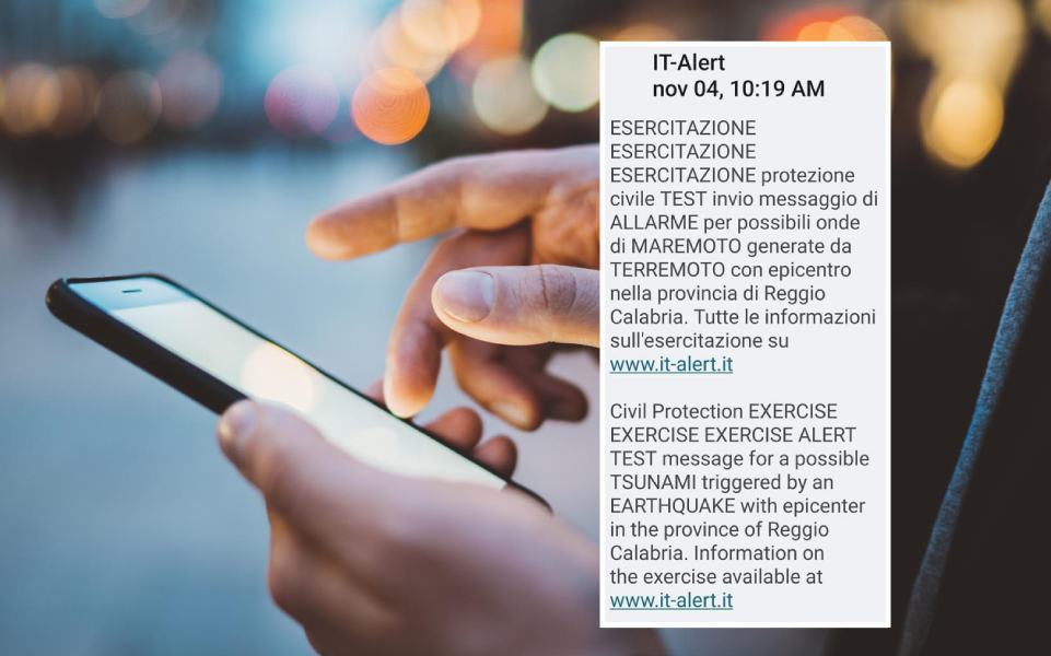 esercitazione messaggio sisma stretto it alert