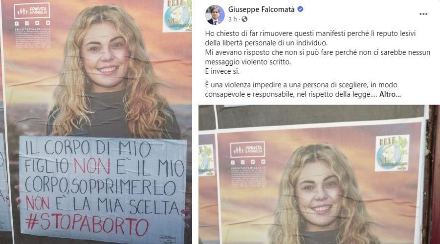 Manifesti contro l'aborto, sindaco chiede la rimozione: "lesivi della libertà personale" 51 falcomata manifesti aborto