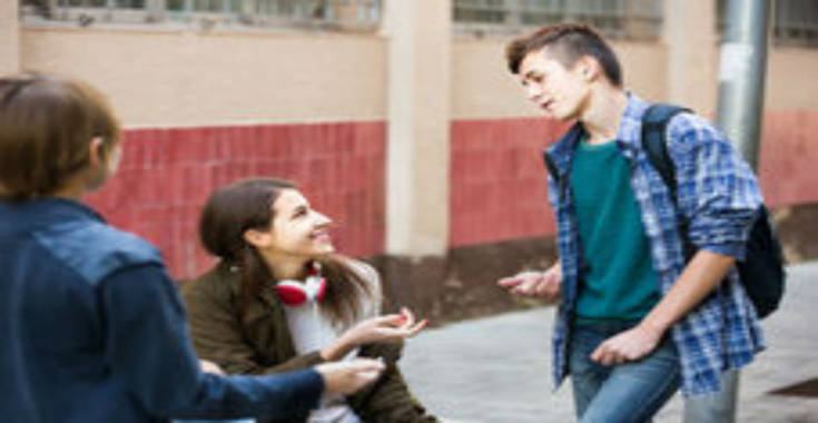 gruppo di amici adolescenti che chiacchierano e che si divertono 65167520 1