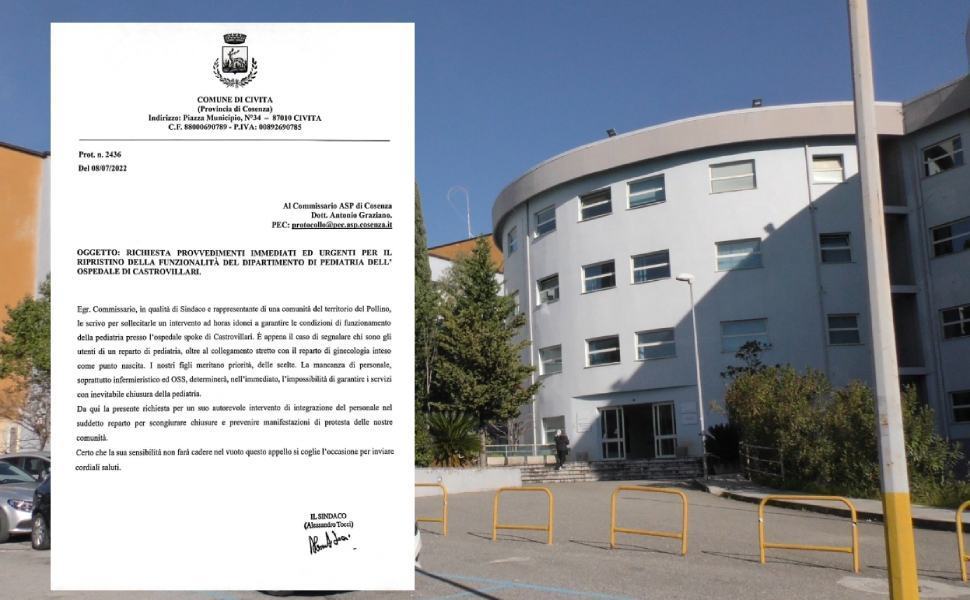 lettera sindaci pediatria ospedale castrovillari